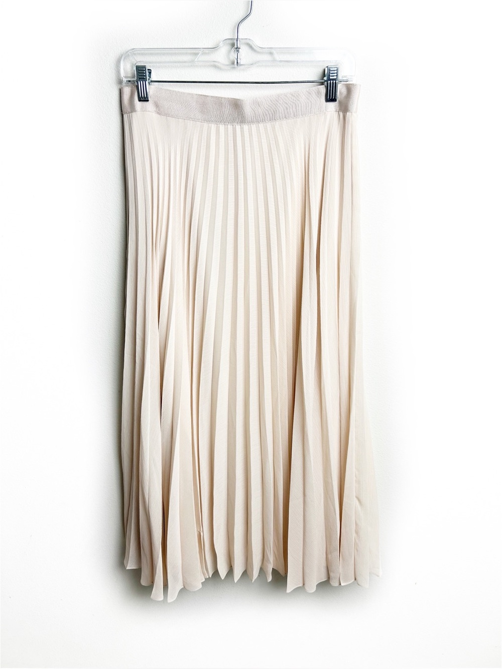 Alice + Olivia Accordion Pleated Midi muted pink Cream Flowy Elegant Sz 8